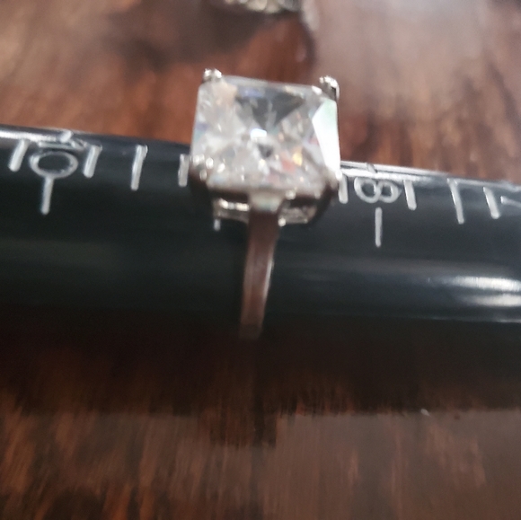Large Clear CZ Square Ring Sz 8.75 - Picture 4 of 4